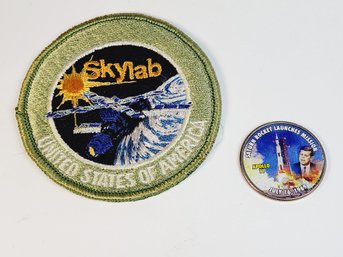 NASA Space SKYLAB Patch And Colored 2017 Kennedy Half Dollar  Apollo 11