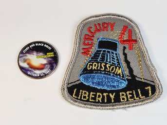 NASA Space Mercury 4 Patch  And Colored 2015 Kennedy Half Dollar Stars & Black Holes
