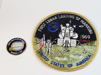 NASA Space First Lunar Landing  1969 Patch & Colored 2019  Kennedy Half Dollar