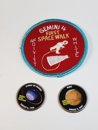 NASA Space Gemini 4 First Space Walk Patch & Colored 2018 & 2016 Kennedy Half Dollars