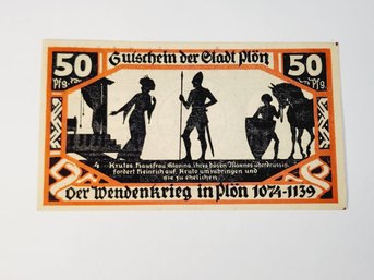 ANTIQUE....1920s  50 Pfennige  Bank Note  Notgeld German For 'emergency Money' Perfect Condition