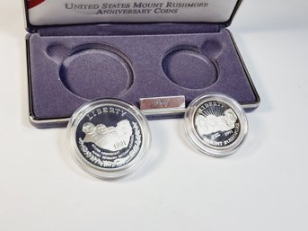 1991 Mount Rushmore Proof  Silver  Dollar  And  Proof Half Dollar  Set  With Cert.