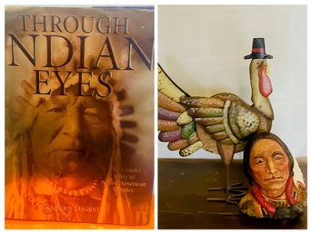 Sitting Bull Indian Signed  With Powerful Historical American Indian Book Plus Decorative Turkey