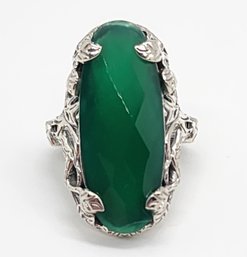 Green Onyx Ring In Sterling Silver