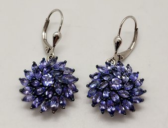 Tanzanite Earrings In Platinum Over Sterling