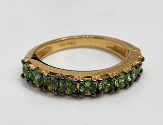 Premium Tsavorite Garnet Half Band Eternity Ring In Yellow Gold Over Sterling