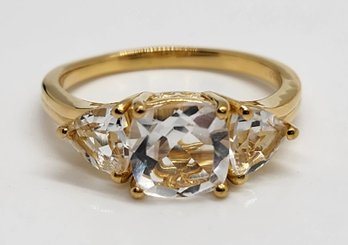 White Topaz Ring In Yellow Gold Over Sterling