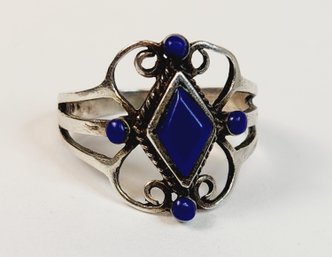 Vintage Sterling Silver Blue Lapis Stone   Ring