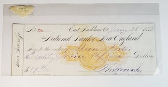 WOW...Jan. 25 1872 Bank Check (bank Of New England)
