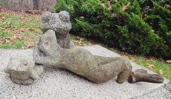 Trio Of Adorable Concrete Frogs