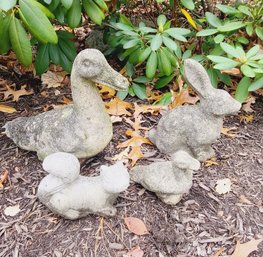 Adorable Vintage Stone Garden Animals (4 Pieces)