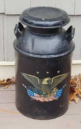 Black Vintage Bordens Milk Crate With Hand Painted Eagle