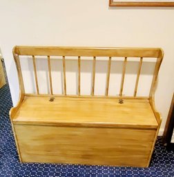 Pine Bench With Storage Perfect For Toys.  Outside Is Lightly Stained Inside Is In Nice Condition