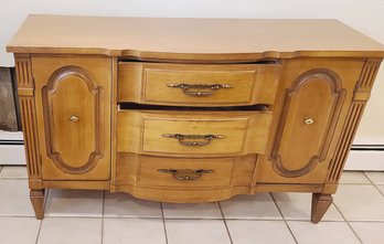 Vintage Carved Fruitwood Buffet Table Or Credenza