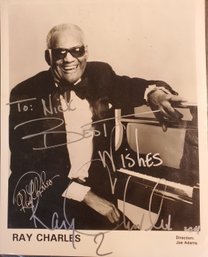 Hand Signed 8 X 10 Photo Of Ray Charles Dated 2004