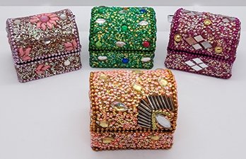 4 Bejeweled Handcrafted Trinket Boxes