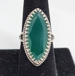 Green Onyx Ring In Sterling Silver