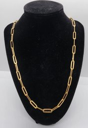 Heavy Italian 14k Yellow Gold Over Sterling Diamond Cut Paperclip Necklace