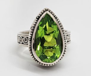 Chartreuse Quartz Ring In Sterling Silver