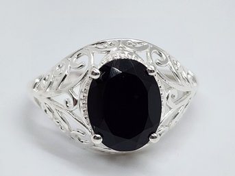 Black Onyx Ring In Sterling Silver