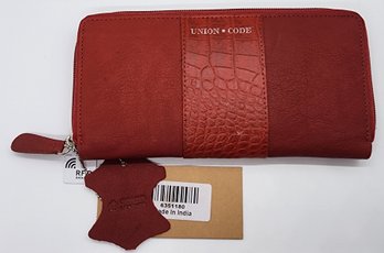 Union Code Red Croco Embossed Genuine Leather RFID Wallet