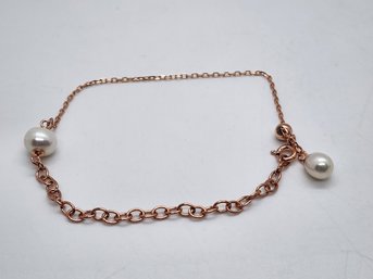 Freshwater Pearl Extender Chain In 14k Rose Gold Over Sterling