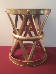 Vintage Brass Drum Side Table