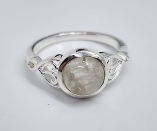 Rainbow Moonstone Ring In Sterling