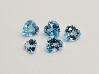 5 Heart Shaped Sky Blue Topaz