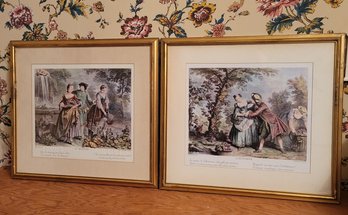 French Prints. The Pair.  Matching Frames.  - - - - - - - - - - - - - - - - - - - - - - - -- - - - - Loc: FH