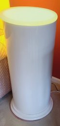 Vintage White Laminated Light Up Display Column Side Table