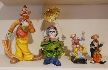 Four Vintage Clown Figurines