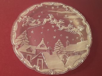 Glass Etched Christmas Platter