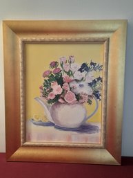 Carmela Gerardi Signed Oil On Canvas- Pink Floral Vase