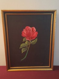 CZ Gerardi Signed Oil On Canvas Single Red Flower