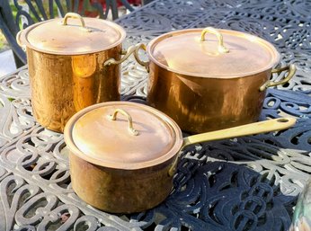 3 Vintage Copper Pots