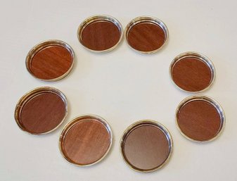 Eight MCM Silver Plate Formica Coasters