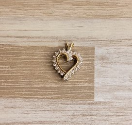 Beautiful 10KYG Diamond Heart Pendant