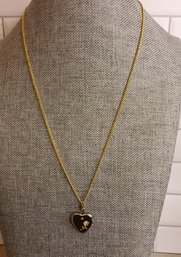 Stunning 12KGF Black And Gold Floral Heart Necklace