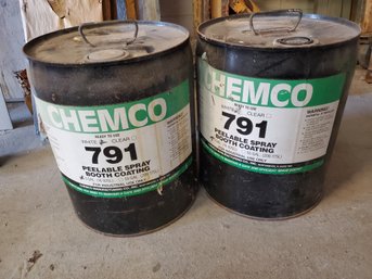 Two Chemco 791 Peelable Spray Booth Coating White - 5 Gallon Buckets
