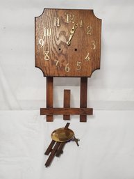 Vintage Wood Wall Clock With Key
