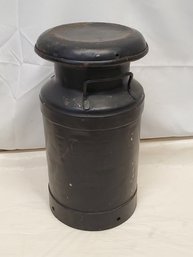 Very Collectible Antique Queensboro Long Island City NY Steel Black Dairy Milk Can With Lid