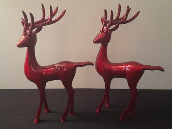 Metal Red Reindeer Decor Set Of 2