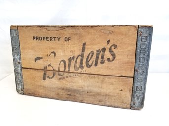 Antique Wooden Bordens Milk Bottle Crate