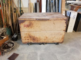 Vintage Steel Wheeled Job Box