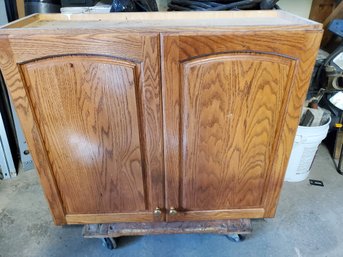 Oak Upper Kitchen Cabinet - Great For Shop / Office Use