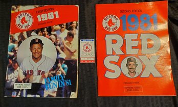 1981 Boston Redsox Programs With Ticket Stub