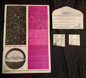 1961 Hollywood Bowl 40th Season Program (2) Ticket Stubs