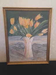 Carmela Gerardi Signed Oil On Canvas Of Tulips