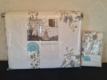 Martha Stuart Twin Bedspread And Sham NEW